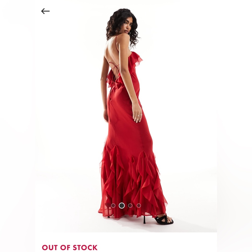 ASOS Design Halter Bias Maxi Dress With Ruffle Hem In Red
